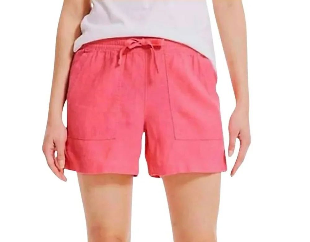 Nautica Women's Linen Blend Pull-On Shorts Rose Coral Pink Sz Small NWT